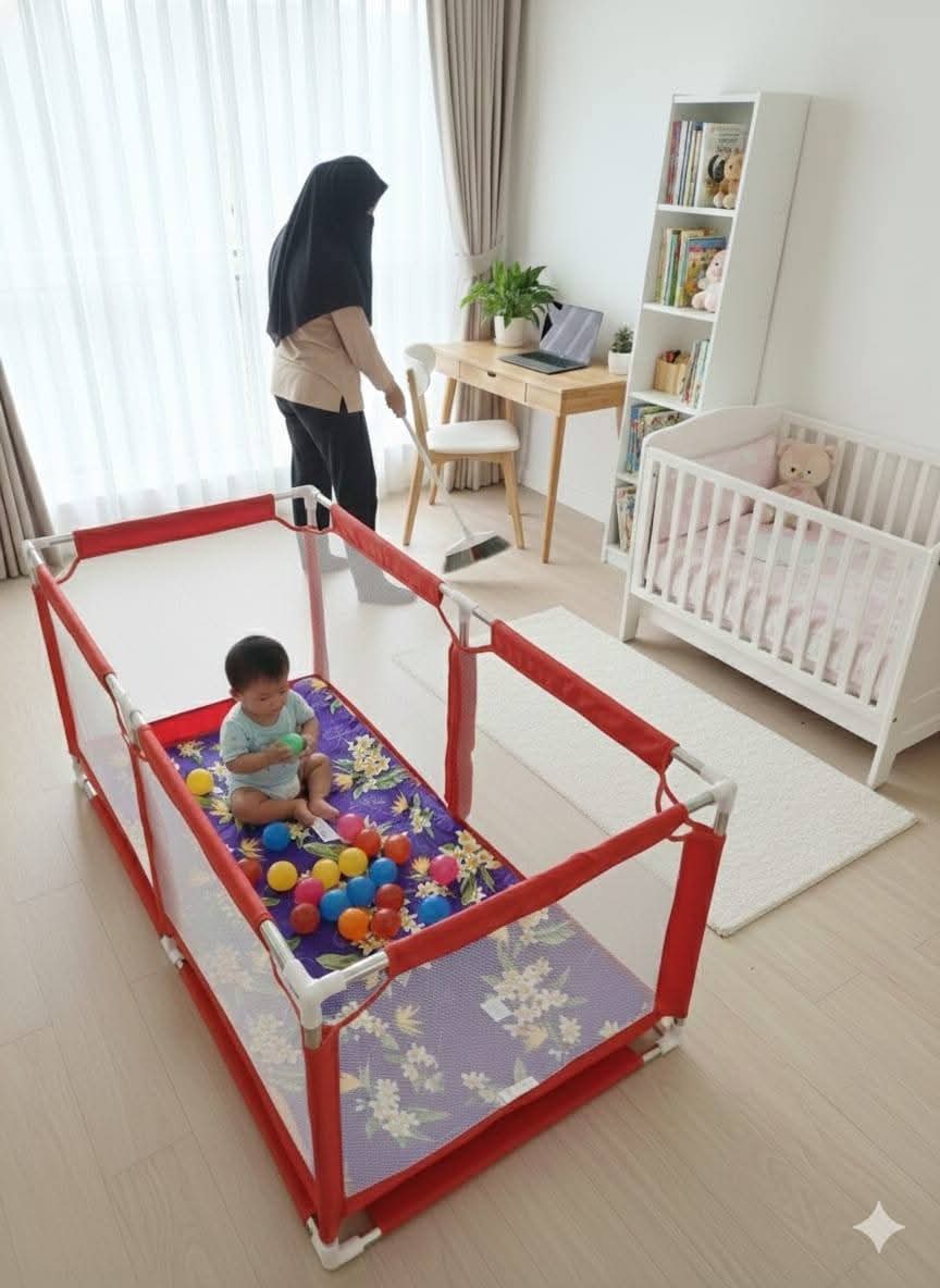 Baby Playpen 4×2 Feet with 50 Balls & Waterproof Foam Mat