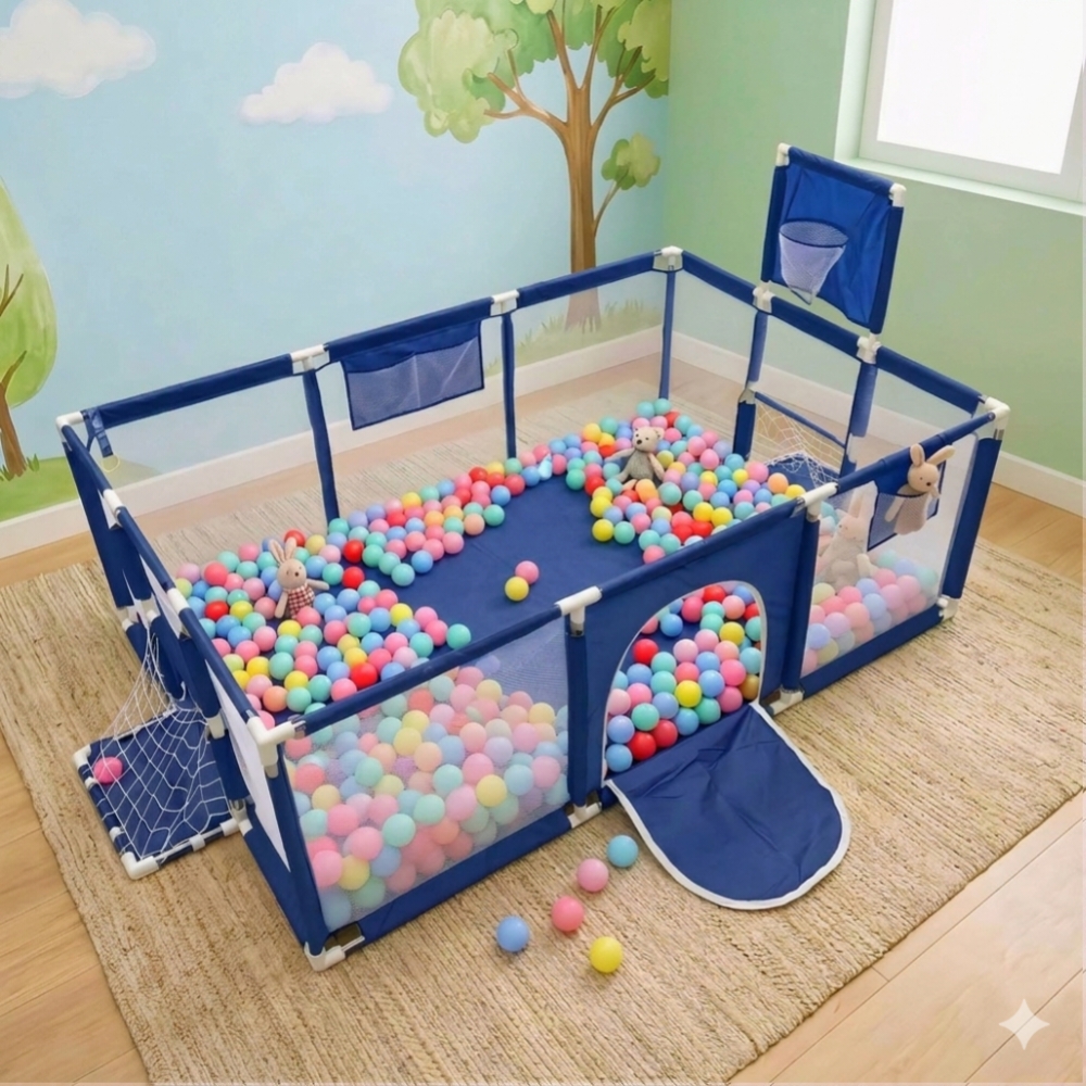 4×6 Feet Baby Playpen with 50 Balls & Waterproof Foam Mat
