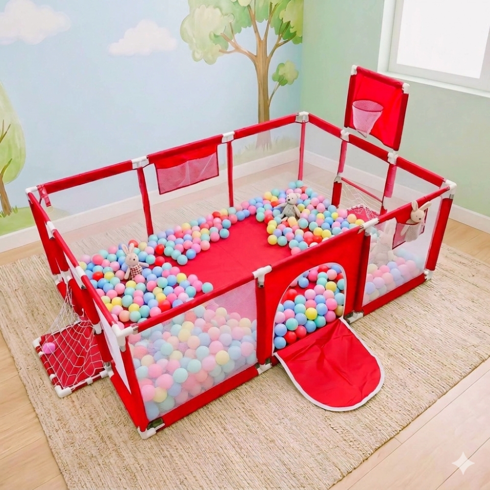 4×6 Feet Baby Playpen with 50 Balls & Waterproof Foam Mat