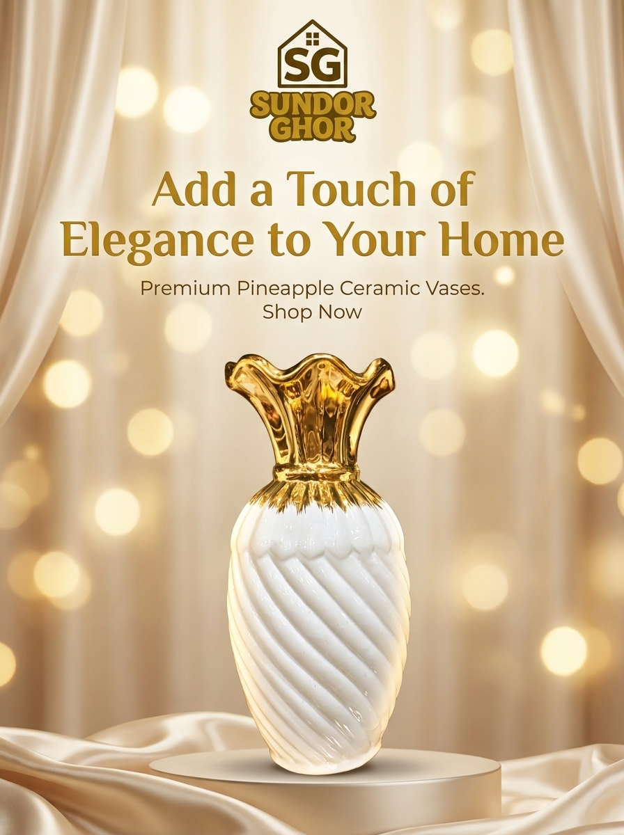 Royal Ceramic White Spiral Flower Vase,,, By SUNDOR GHOR