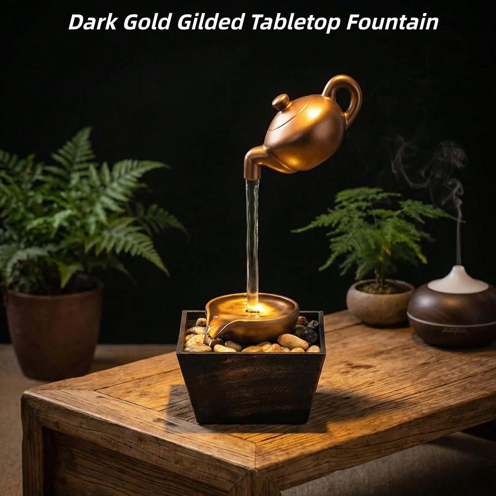 Zen Desk Water Fountain | Electric Tabletop Relaxing Waterfall Decor with LED Light,,, From _ SUNDOR GHOR.