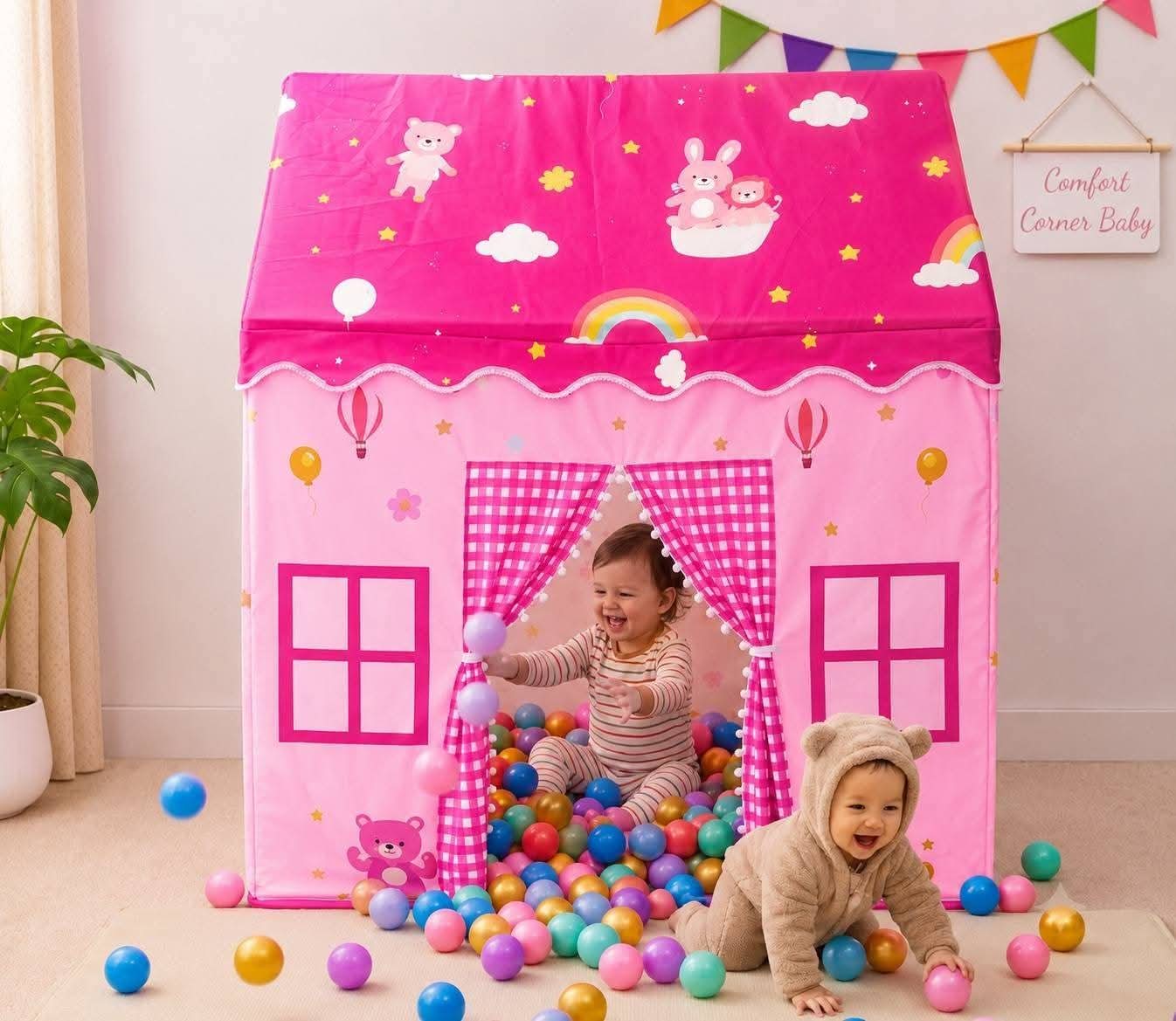 Printed Castle House Kids Tent – 50 Balls Free